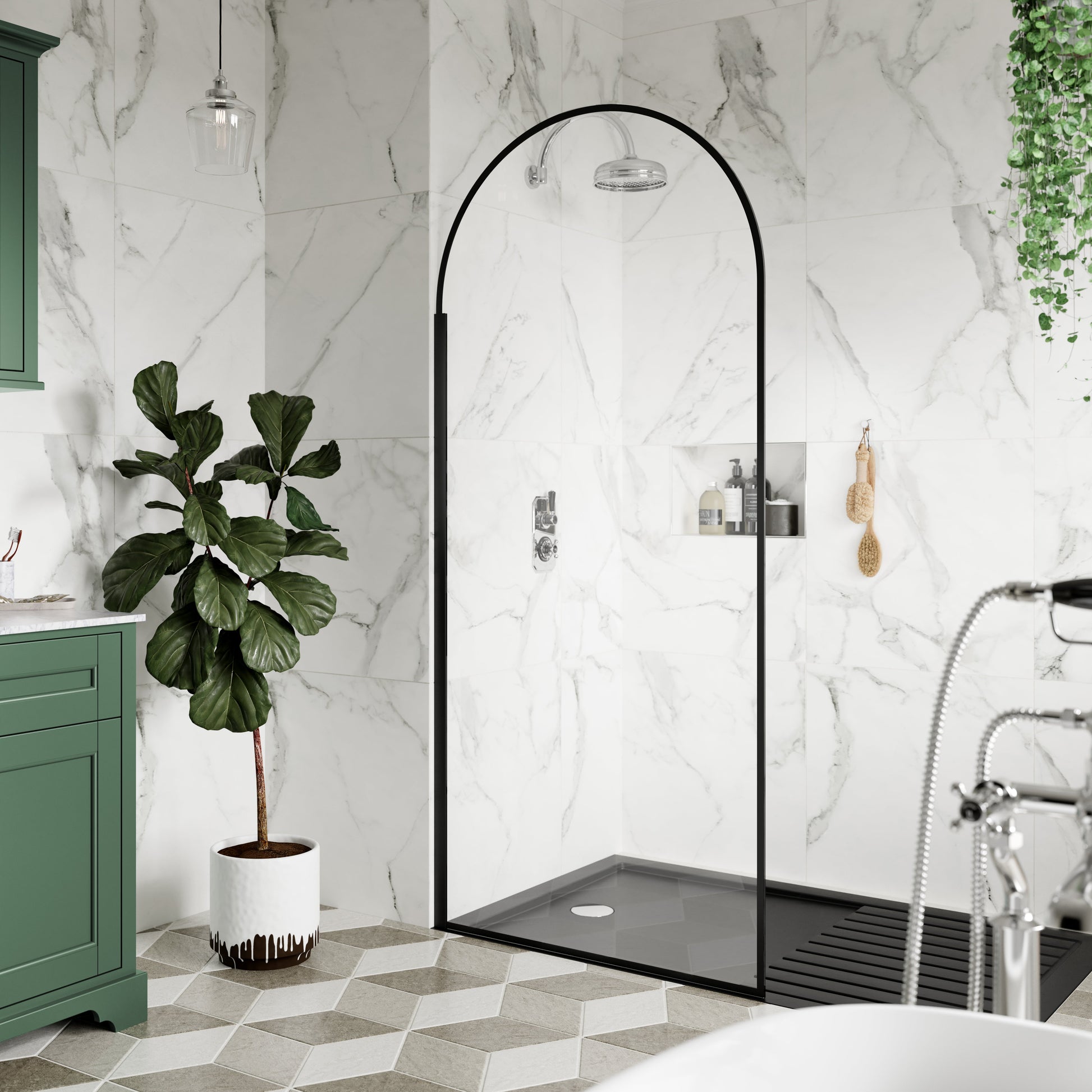 900mm Arched Wetroom Screen 8mm Glass