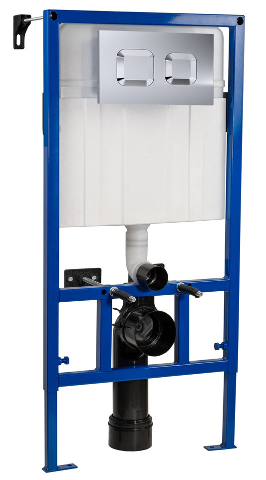 Hudson Reed Chrome Square Plate Midheight Dual Flush Concealed Cistern Frame
