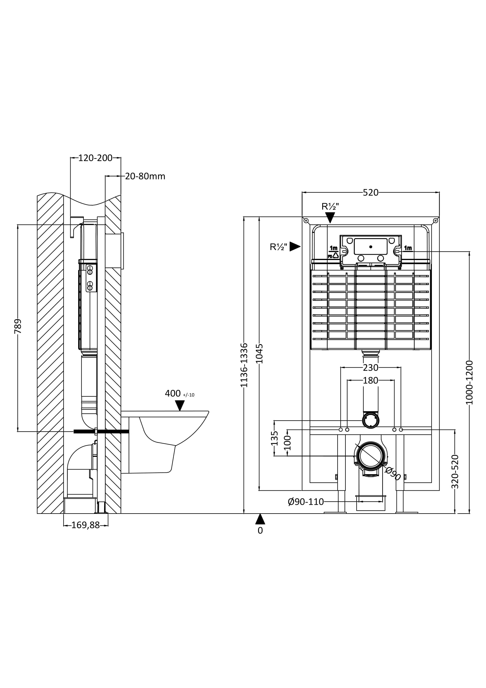 Dual Flush Concealed Cistern With Frame