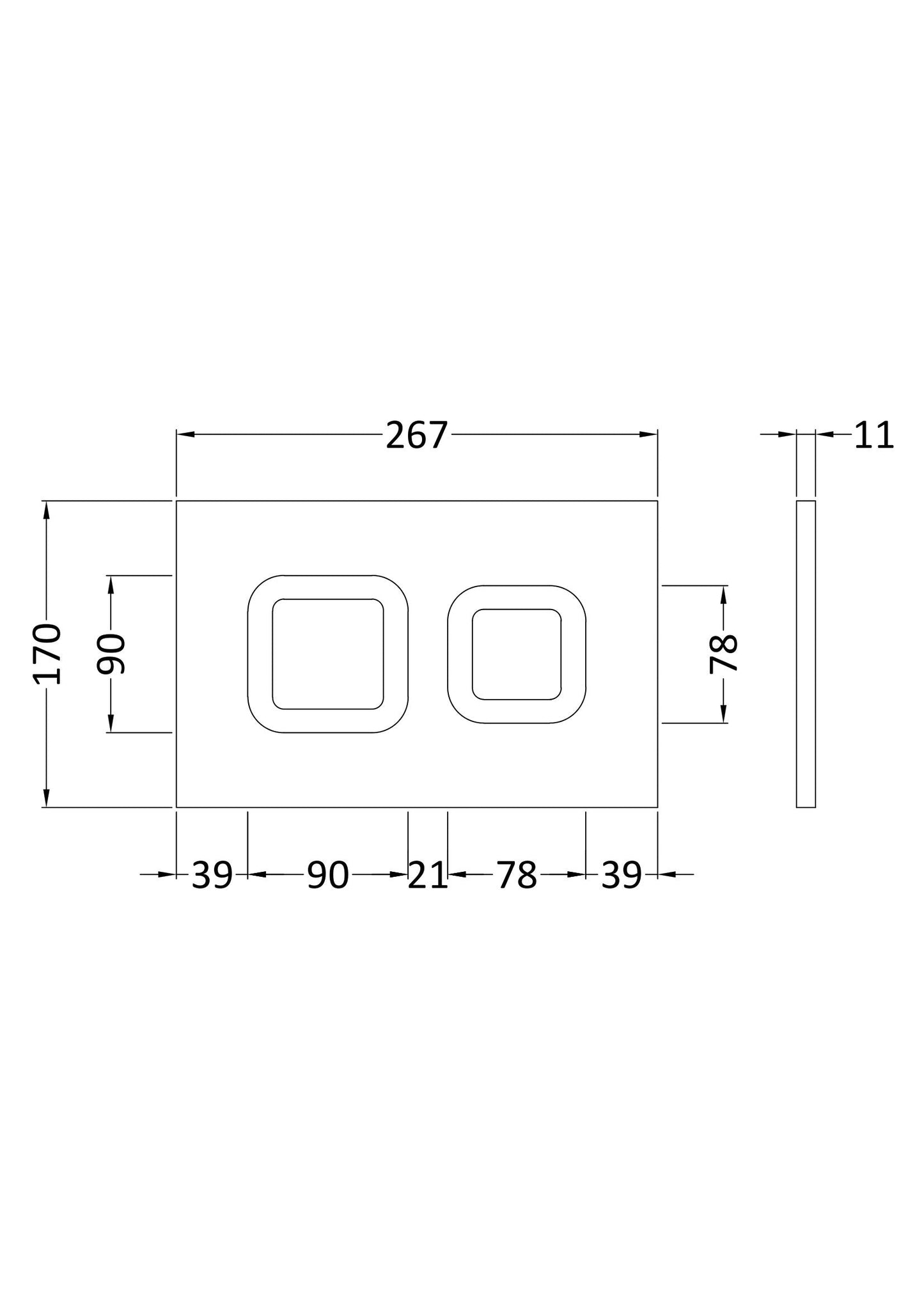 Matt White Square Dual Flush Push Button