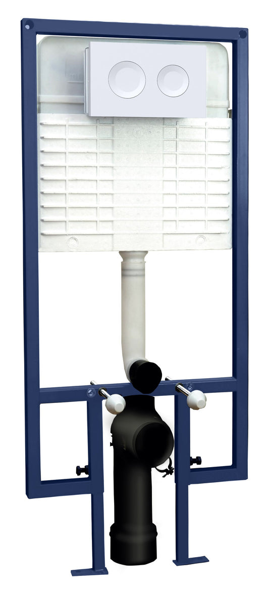 Hudson Reed Contemporary Concealed Cistern Frame With Matt White Round Flush Plate
