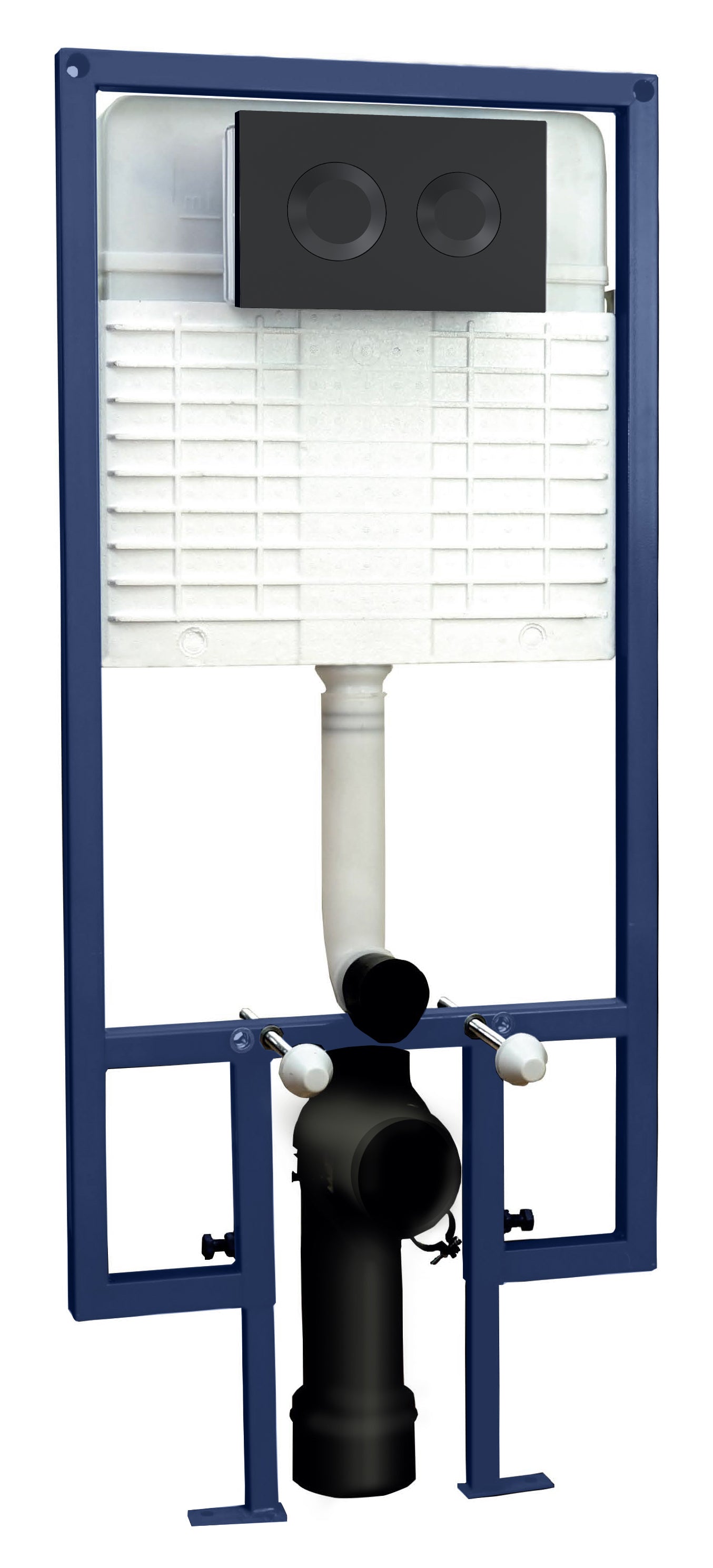 Hudson Reed Matt Black Concealed Cistern Frame With Round Flush Plate