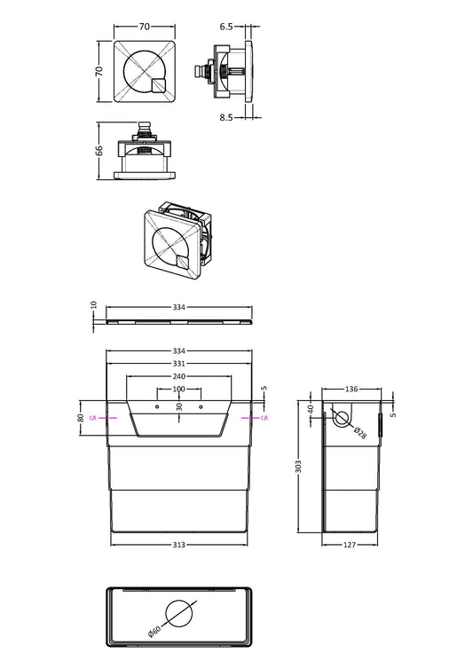 Hudson Reed Contemporary Cistern With Chrome Square Flush Plate