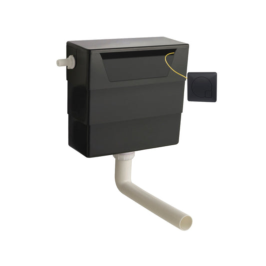 Hudson Reed Matt Black Universal Access Cistern With Matt Black Square Flush Plate