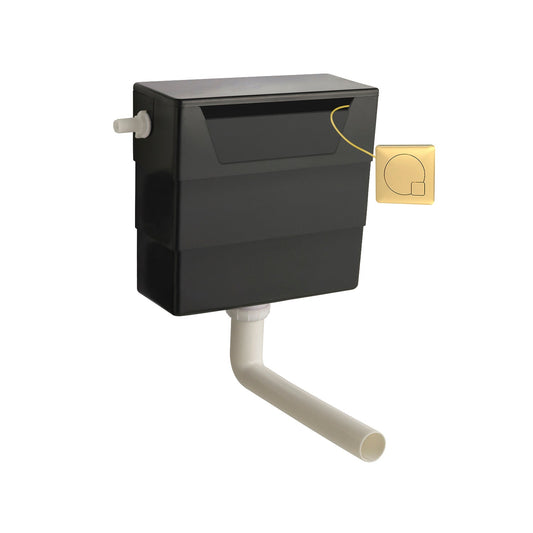 Hudson Reed Contemporary Cistern with Brushed Brass Square Flush Plate