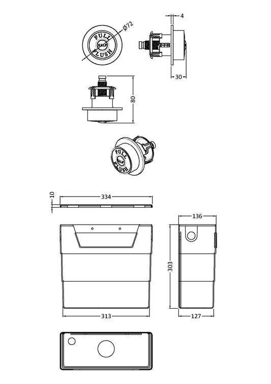Hudson Reed Concealed Cisterns And Frames Traditional Cistern With Traditional Chrome Flush Plate