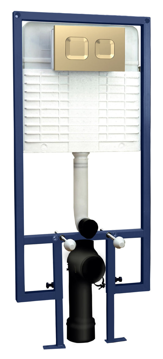 Hudson Reed Brushed Brass Concealed Cistern Frame With Square Flush Buttons