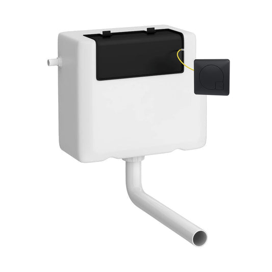 Hudson Reed Matt Black Cistern With Contemporary Square Flush Plate